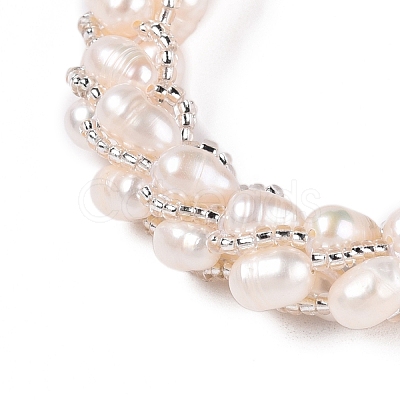 Natural Cultured Freshwater Pearl Beads Necklaces & Bracelets Jewelry Sets SJEW-N039-01-1