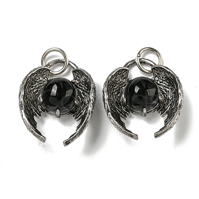 Bat Natural Obsidian Pendants G-F766-03AS-05-1