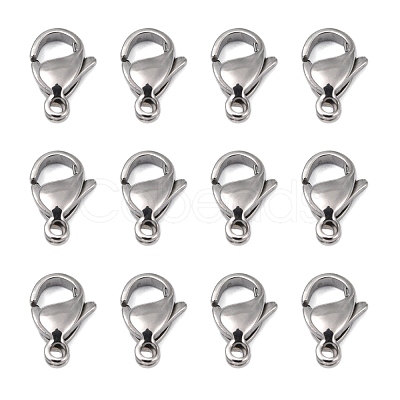 Tarnish Resistant Polished 316 Surgical Stainless Steel Lobster Claw Clasps STAS-R072-12A-1