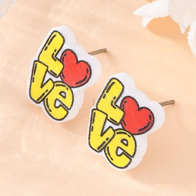 Wood Stud Earrings EJEW-M063-01B-1