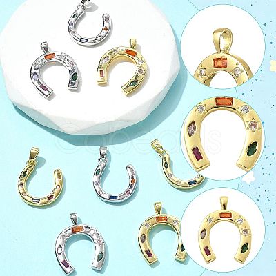 2Pcs Brass Micro Pave Cubic Zirconia Pendants KK-FS0002-15G-1