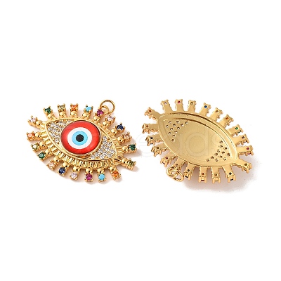 Rack Plating Brass Micro Pave Cubic Zirconia Pendants KK-H486-24G-1