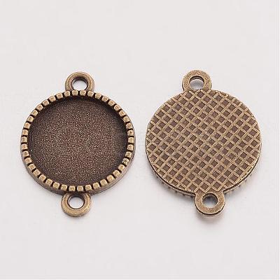 Tibetan Style Alloy Flat Round Cabochon Connector Settings TIBE-Q038-001C-AB-NR-1