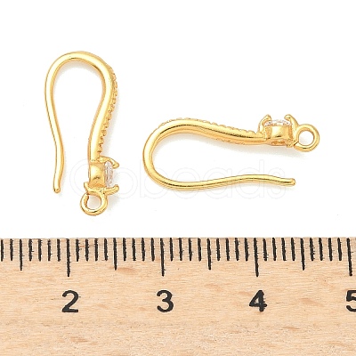 Brass Clear Cubic Zirconia Earring Hooks KK-H532-23G-1
