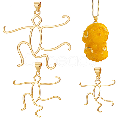 3Pcs 3 Styles Brass Pendant Cabochon Settings KK-WR0001-63G-1