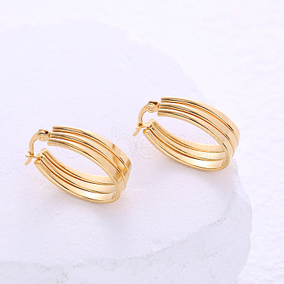 Stainless Steel Triple U-Shaped Hoop Earrings WT3801-1