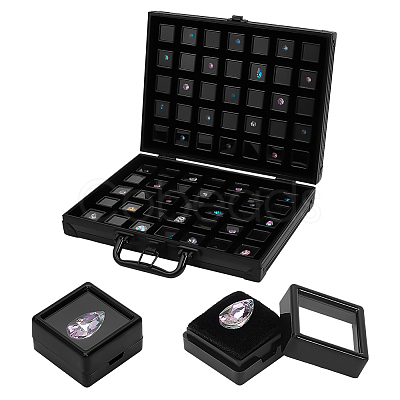 70-Slot Rectangle Aluminium Alloy Covered with Velvet Jewelry Organizer Handled Display Cases CON-WH0089-193A-1