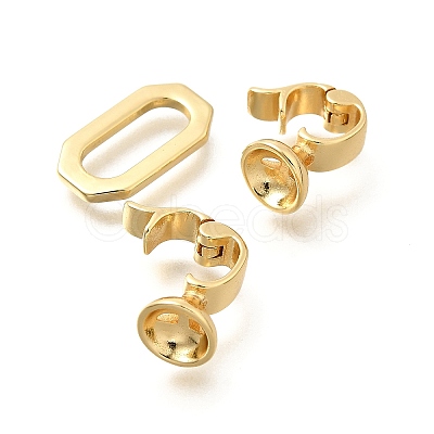 Rectangle Rack Plating Brass Fold Over Clasps KK-S508-16G-1