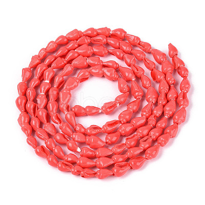 Spray Painted Natural Spiral Shell Beads Strands BSHE-G039-08F-1