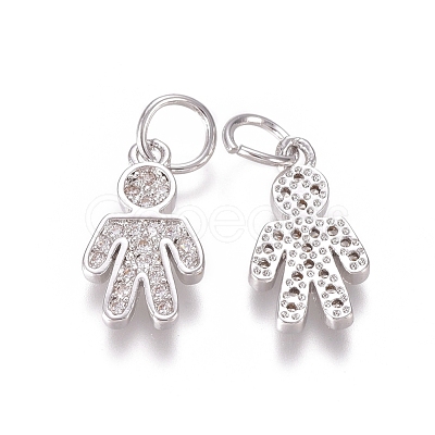 Brass Micro Pave Clear Cubic Zirconia Charms ZIRC-I036-05P-1