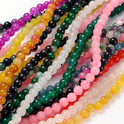 Natural White Jade Dyed Beads Strands JB4mm-M-1