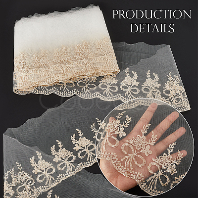 10 Yards Polyester Flower Embroidery Lace Trim OCOR-GF0004-88-1