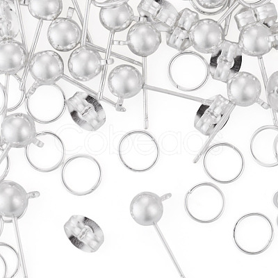 20Pcs Brass Ball Post Ear Studs KK-TA0008-98-1