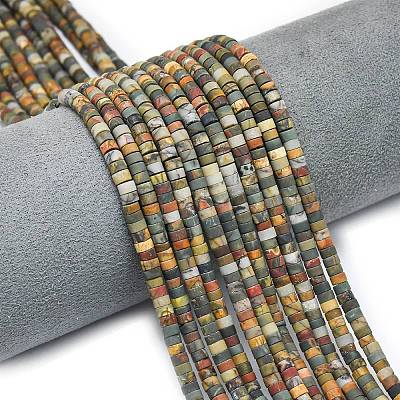 Natural Red Picasso Jasper/Polychrome Jasper Beads Strands G-P575-B10-4x2mm-1