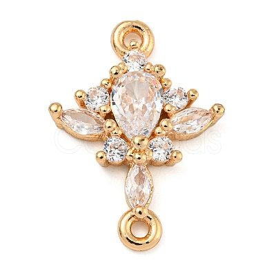 Brass Pave Clear Cubic Zirconia Connector Charms ZIRC-U004-02G-02-1