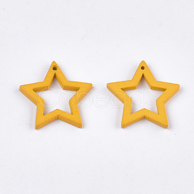 Painted Poplar Wood Pendants WOOD-T021-10G-1