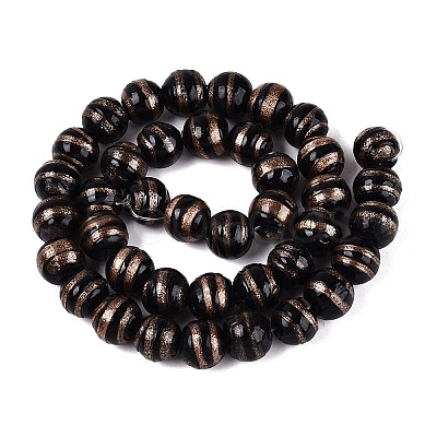 Handmade Gold Sand Lampwork Beads Strands LAMP-Q041-10A-1