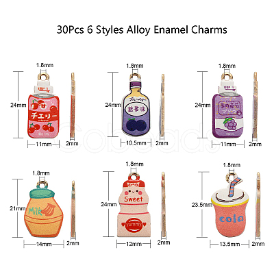 30Pcs 6 Styles Alloy Enamel Pendants ENAM-CJ0003-51-1