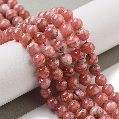 Natural Argentina Rhodochrosite Beads Strands G-D864-14-6mm-A-1