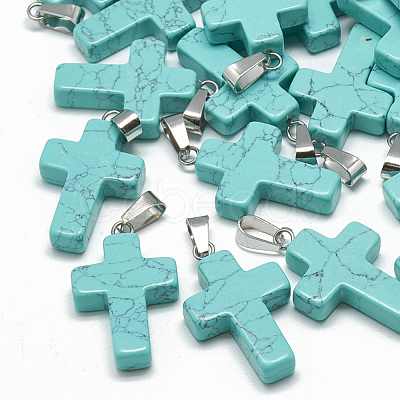 Dyed Synthetic Turquoise Pendants X-G-T080-15-1