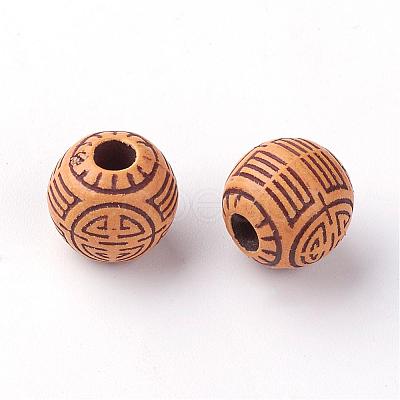 Imitation Wood Acrylic Beads SACR-Q186-08-1