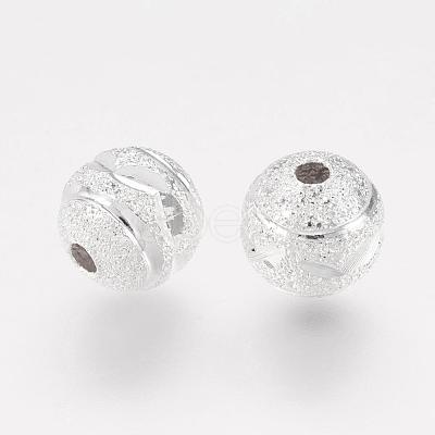Brass Textured Beads PALLOY-G018-S-1