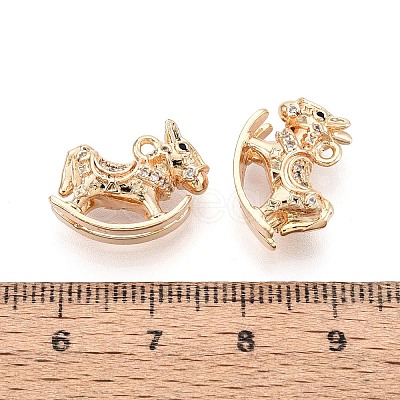 Brass Pave Clear Cubic Zirconia Pendants KK-T081-02G-1