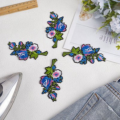 4Pcs 2 Styles Embroider Thread Iron on/Sew On Patches PATC-CY0001-06-1