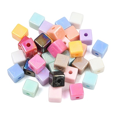 Plating Opaque Acrylic Beads OACR-D042-03-1