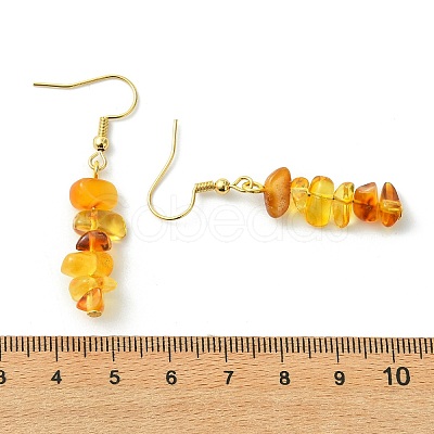 Natural Amber Chip Dangle Earrings EJEW-JE07018-1