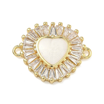 Brass Pave Clear Cubic Zirconia Connector Charms KK-A293-12G-04-1