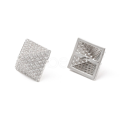 Clear Cubic Zirconia Pyramid Stud Earrings EJEW-P213-04P-1