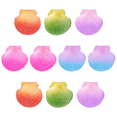 10Pcs 5 Colors Spray Painted Natural Scallop Shell Big Pendants SSHEL-TA0001-23-1