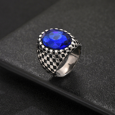 316 Stainless Steel Pave Cubic Zirconia Statement Finger Rings for Men EZ2638-2-1