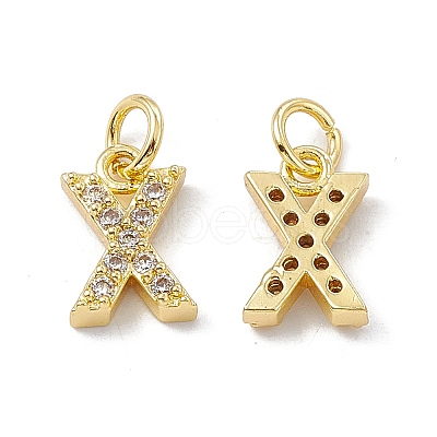 Real 18K Gold Plated Brass Micro Pave Clear Cubic Zirconia Charms KK-E068-VB452-X-1