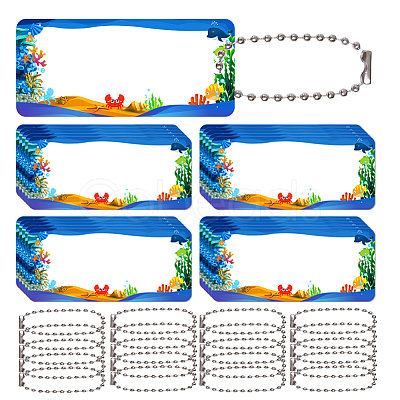 Rectangle Marine Life Theme PVC Hangtag Ornaments HJEW-WR0001-13-1