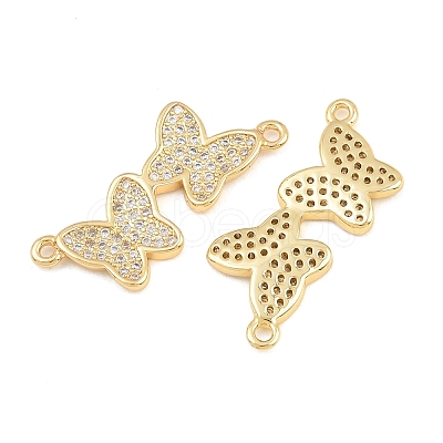 Brass Micro Pave Clear Cubic Zirconia Connector Charms CU-CBA908F-04G-06-1