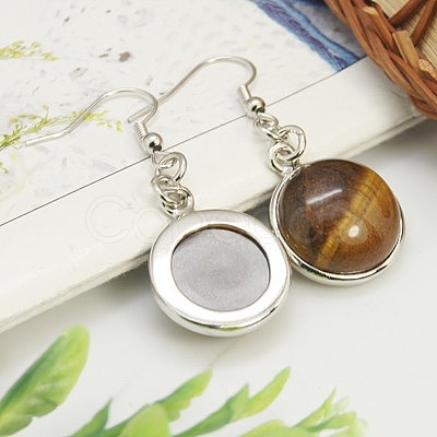 Fashion Natural Tiger Eye Earrings EJEW-E003-5-1