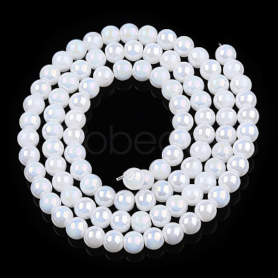 Electroplate Imitation Jade Glass Beads Strands GLAA-T032-J10mm-AB01-1