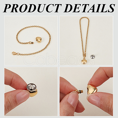 2Pcs Heart Non-Tarnish Stainless Steel Charm Bracelets BJEW-CN0001-23G-1