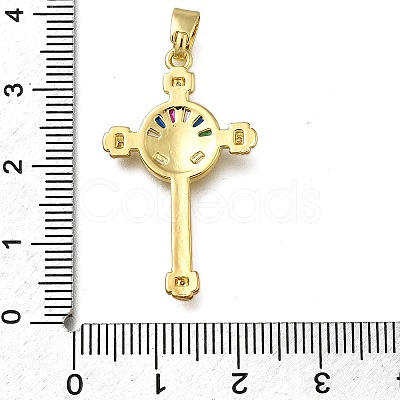 Brass Micro Pave Clear Cubic Zirconia Pendants ZIRC-I070-043G-1