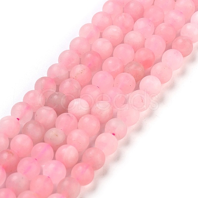 Frosted Natural Rose Quartz Bead Strands X-G-J120-30-6mm-1