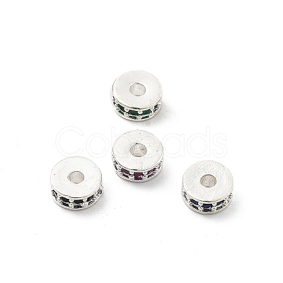 Brass Micro Pave Cubic Zirconia Beads KK-R216-14S-1