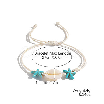 Natural Shell & Synthetic Turquoise Beads Braided Bead Bracelets for Women DN6877-9-1