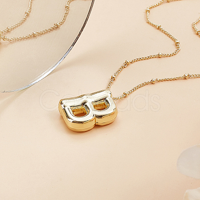 1pc Brass Chain with Alloy Letter Pendants Necklaces NJEW-LP0001-41B-G-1