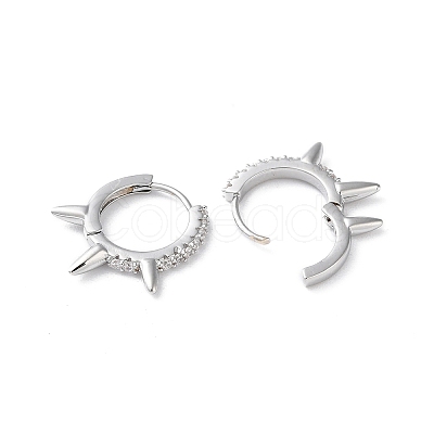 Brass Micro Pave Cubic Zirconia Hoop Earrings EJEW-P259-14P-1