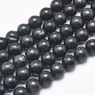 Natura Myanmar Black Jade Beads Strands G-D0001-06-8mm-1