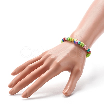 Natural Wood Round Beads Stretch Bracelets for Kid BJEW-JB06640-1