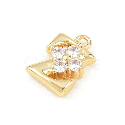 Brass Micro Pave Clear Cubic Zirconia Charms KK-Z151-18G-Z-1