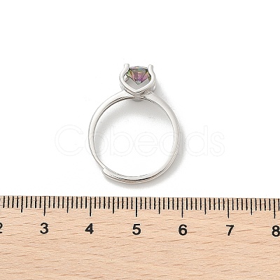 Rhodium Plated 925 Sterling Silver Moissanite Adjustable Rings RJEW-U038-10P-1